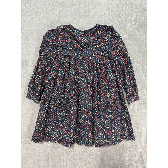 Analogie by Lil Legs Luxe Navy Floral Corduroy Dress Girls Size 6 Sailor Collar - Picture 1 of 9